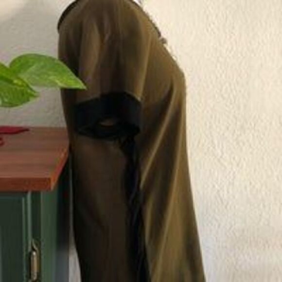 Zara Olive Green Black Bordered Shirt - Picture 4 of 6